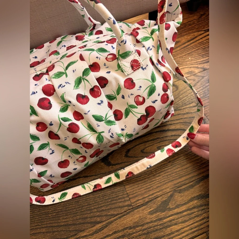 Signature Cherry Print Women's Small Tote Bag White